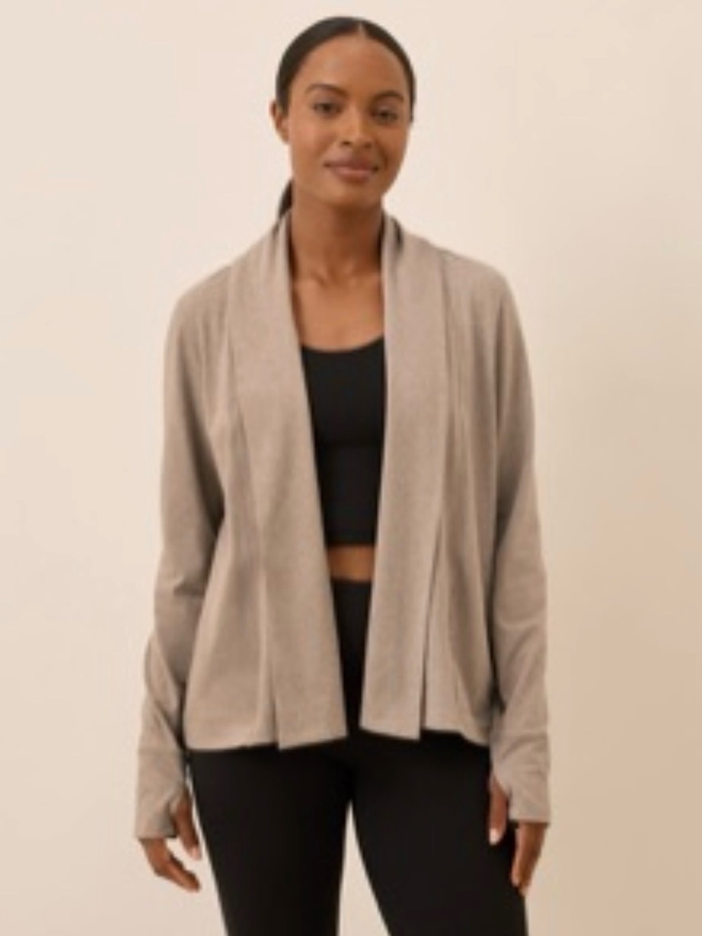 Pact Organic Women's Stucco Heather Luxe Essential Swing Cardigan Small New - Picture 1 of 7